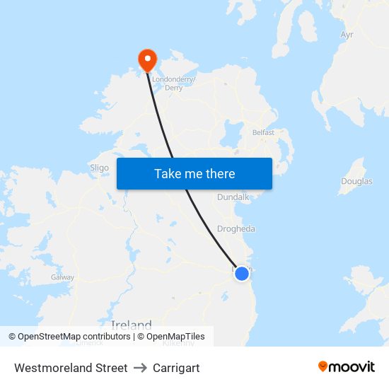 Westmoreland Street to Carrigart map