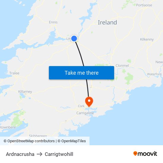Ardnacrusha to Carrigtwohill map