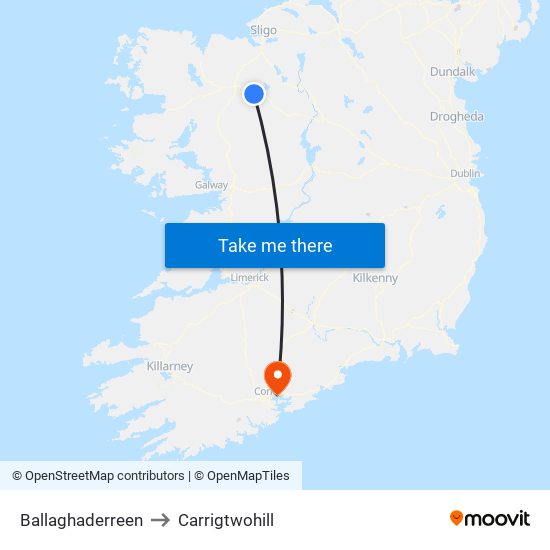 Ballaghaderreen to Carrigtwohill map