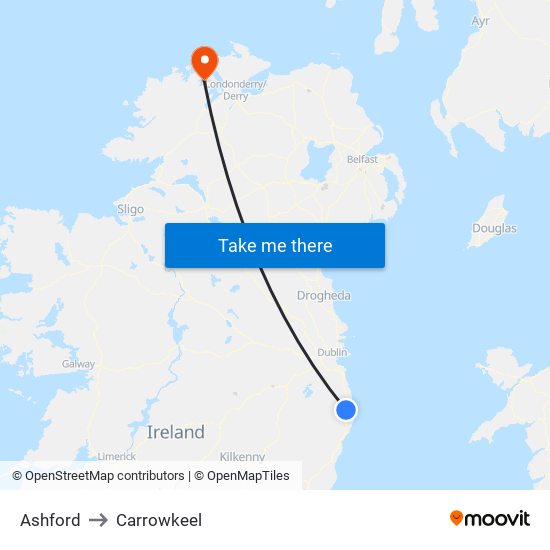 Ashford to Carrowkeel map