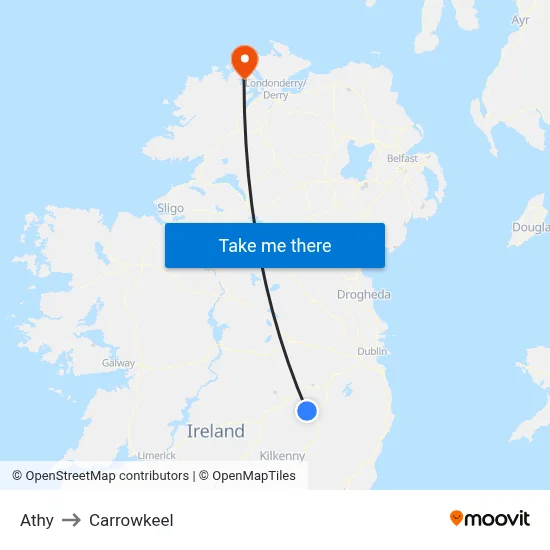 Athy to Carrowkeel map