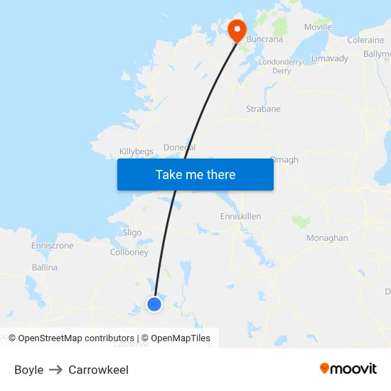 Boyle to Carrowkeel map