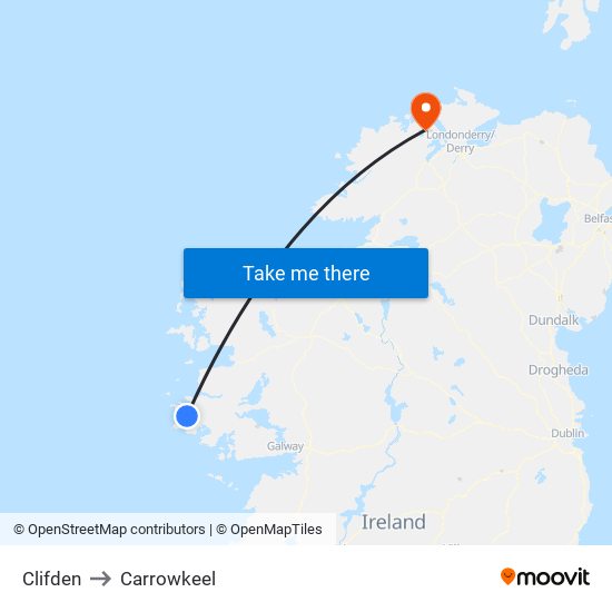 Clifden to Carrowkeel map