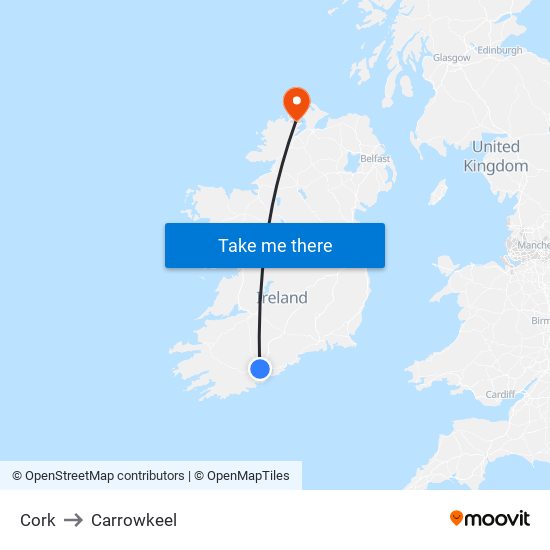 Cork to Carrowkeel map