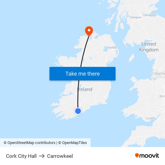 Cork City Hall to Carrowkeel map