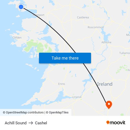 Achill Sound to Cashel map
