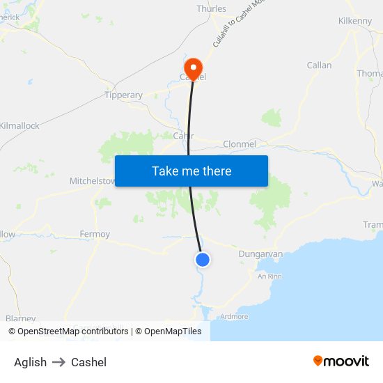 Aglish to Cashel map