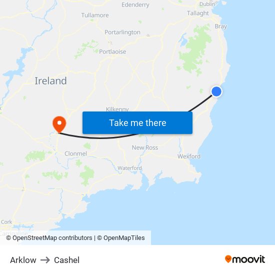 Arklow to Cashel map