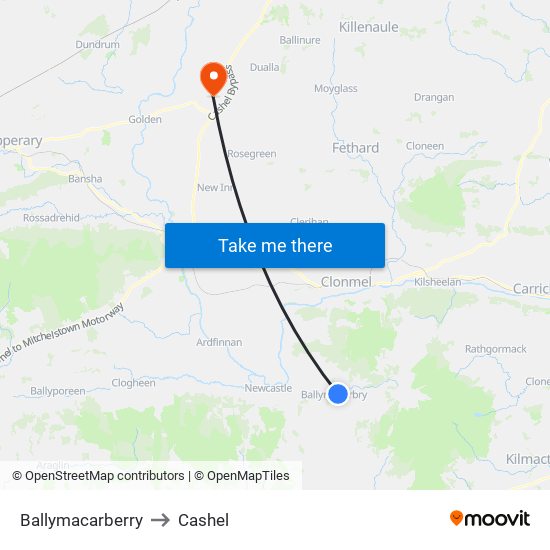 Ballymacarberry to Cashel map