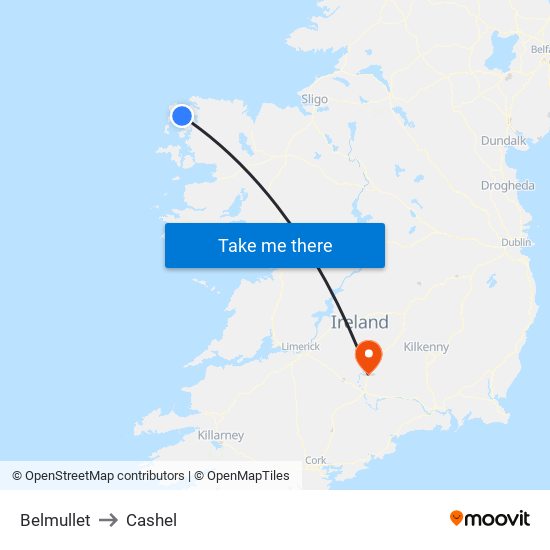 Belmullet to Cashel map