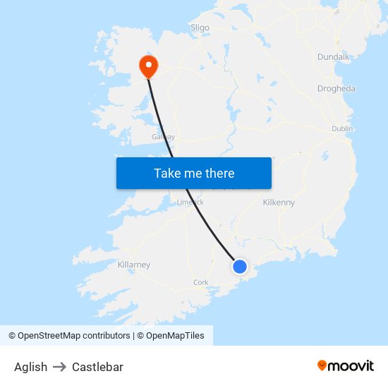 Aglish to Castlebar map