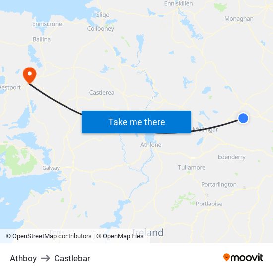 Athboy to Castlebar map