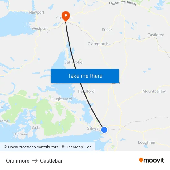 Oranmore to Castlebar map