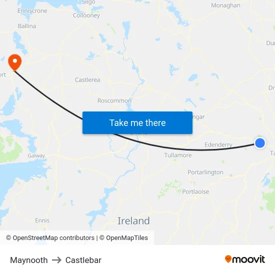 Maynooth to Castlebar map