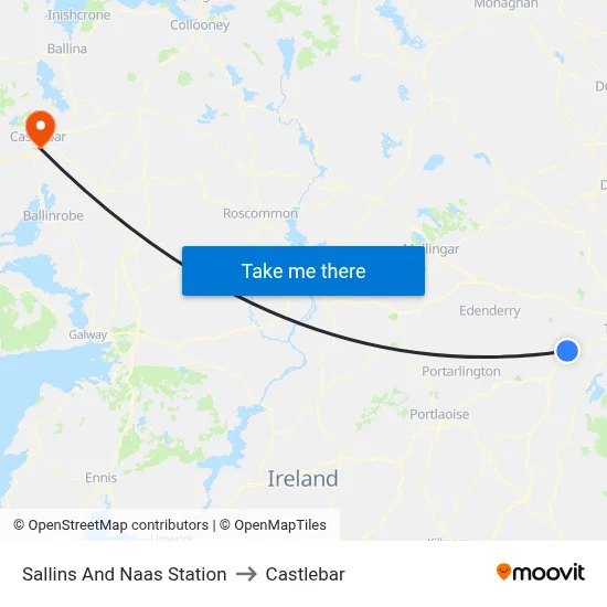 Sallins And Naas Station to Castlebar map