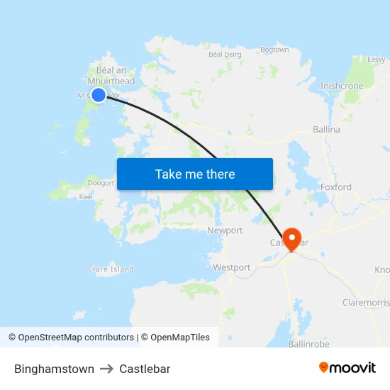 Binghamstown to Castlebar map
