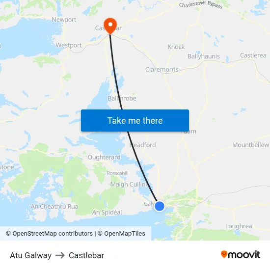 Atu Galway to Castlebar map