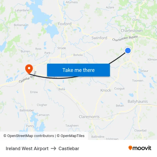 Ireland West Airport to Castlebar map
