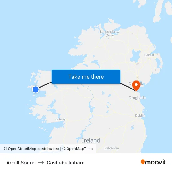 Achill Sound to Castlebellinham map