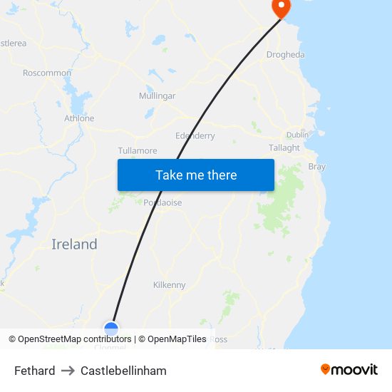 Fethard to Castlebellinham map