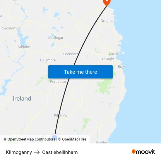 Kilmoganny to Castlebellinham map
