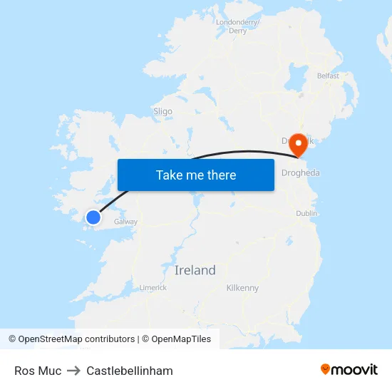 Ros Muc to Castlebellinham map