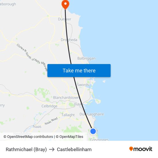 Rathmichael (Bray) to Castlebellinham map