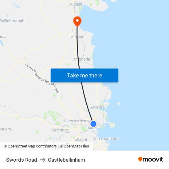 Swords Road to Castlebellinham map