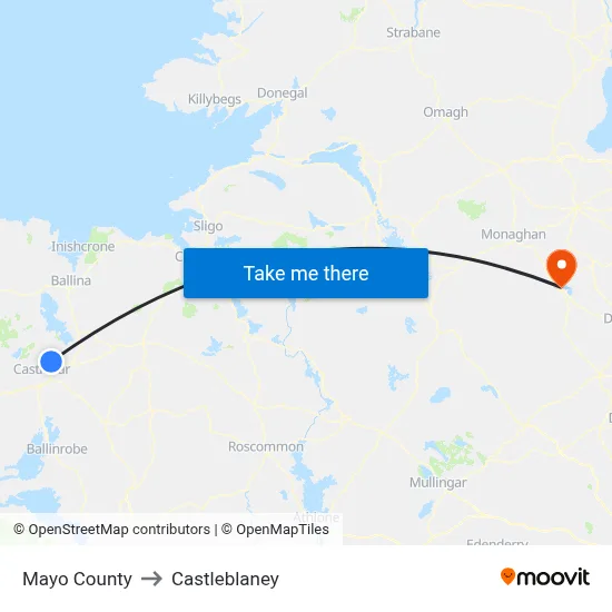 Mayo County to Castleblaney map