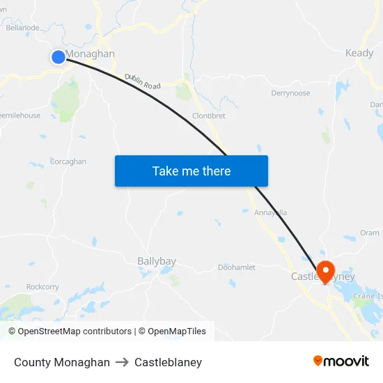 County Monaghan to Castleblaney map
