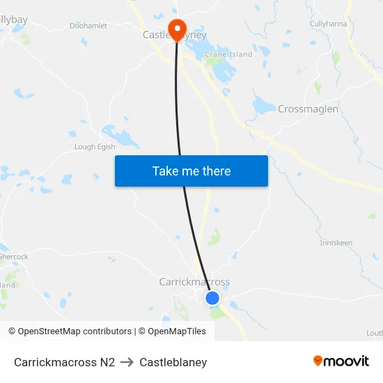 Carrickmacross N2 to Castleblaney map