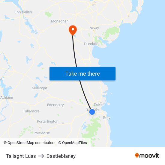 Tallaght Luas to Castleblaney map