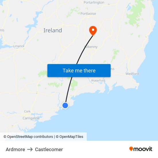 Ardmore to Castlecomer map