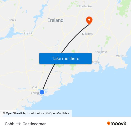 Cobh to Castlecomer map
