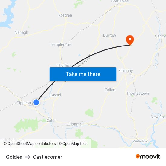 Golden to Castlecomer map