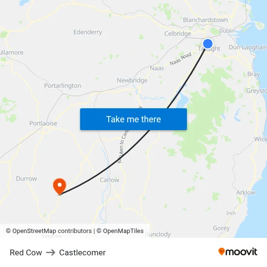 Red Cow to Castlecomer map