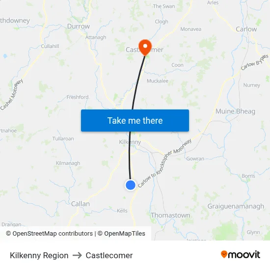 Kilkenny Region to Castlecomer map