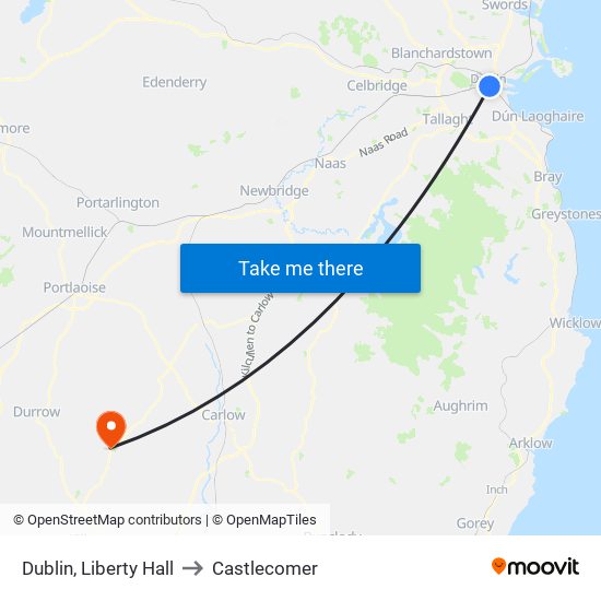 Dublin, Liberty Hall to Castlecomer map