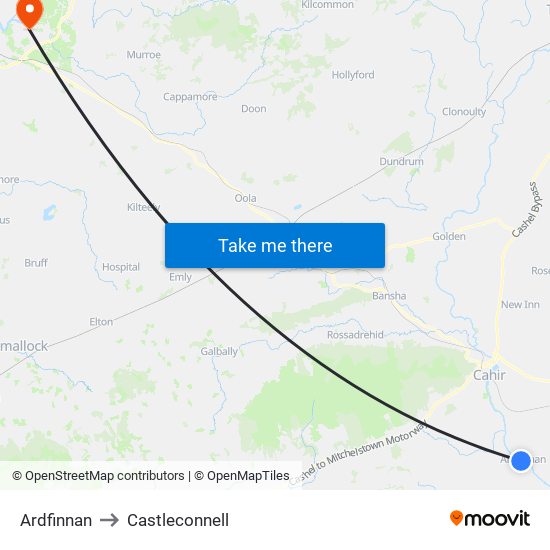 Ardfinnan to Castleconnell map