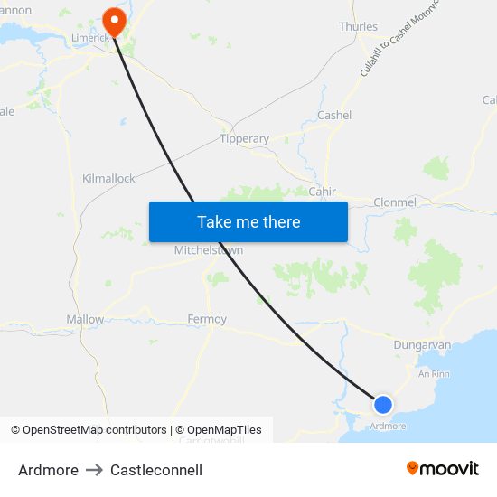Ardmore to Castleconnell map