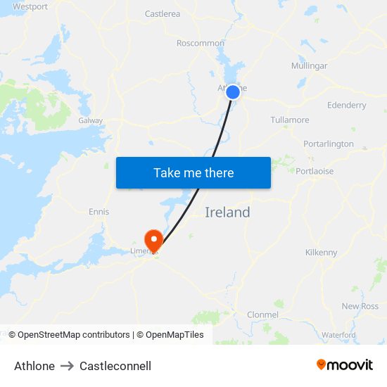 Athlone to Castleconnell map
