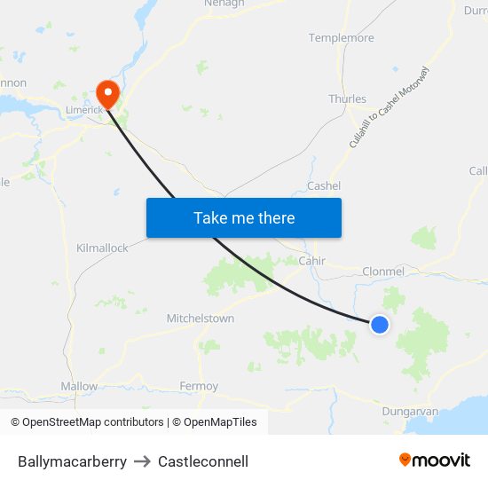 Ballymacarberry to Castleconnell map