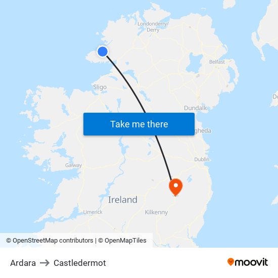 Ardara to Castledermot map