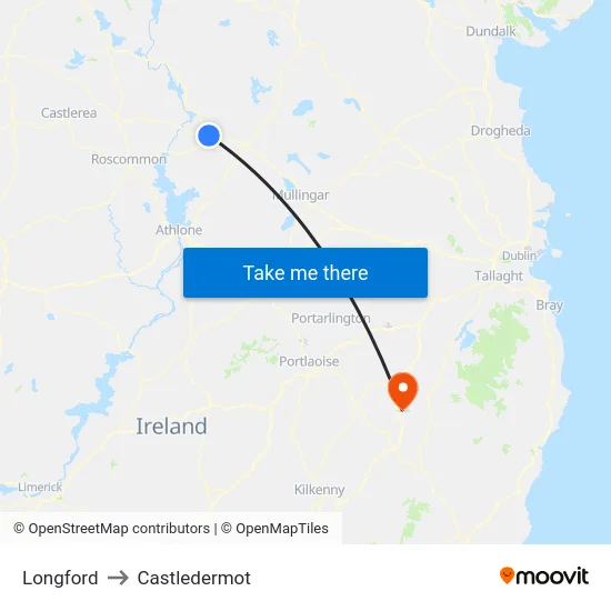 Longford to Castledermot map