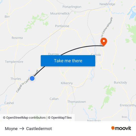Moyne to Castledermot map