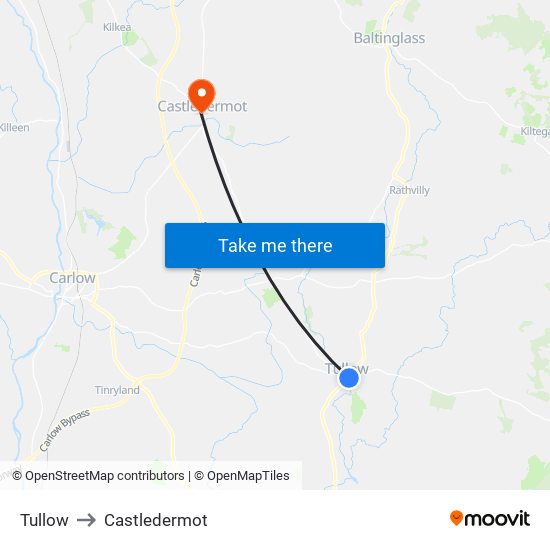 Tullow to Castledermot map