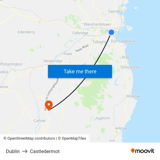 Dublin to Castledermot map
