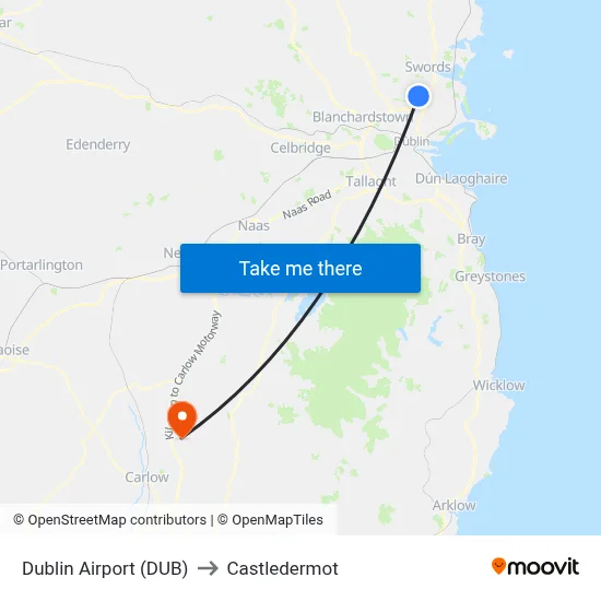 Dublin Airport (DUB) to Castledermot map