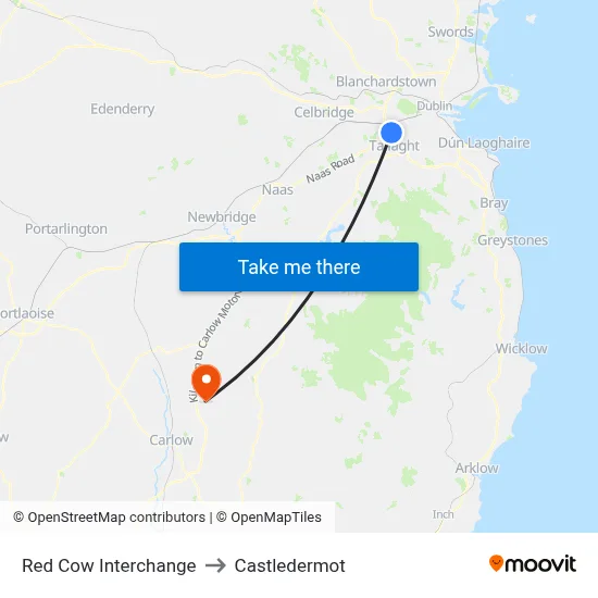 Red Cow Interchange to Castledermot map