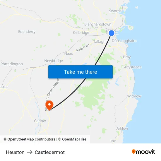 Heuston to Castledermot map